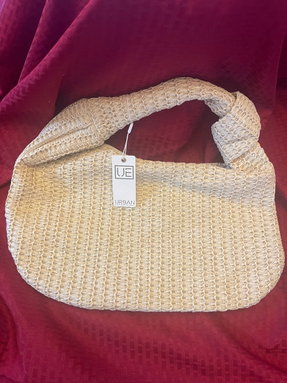 Urban Expressions Cream Knotted Woven Shoulder Bag